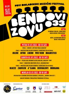 Read more about the article Prvi omladinski muzički festival”Bendovi zovu 033” Bina Vilsonovog šetališta/01.- 03.07.2022. od 18 sati